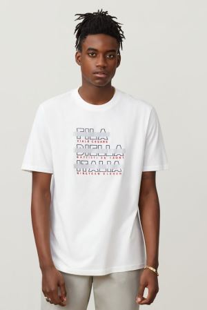 FILA Starla Tee Shirts White / Navy / Red,Mens Clothing | CA.SFTHPU167